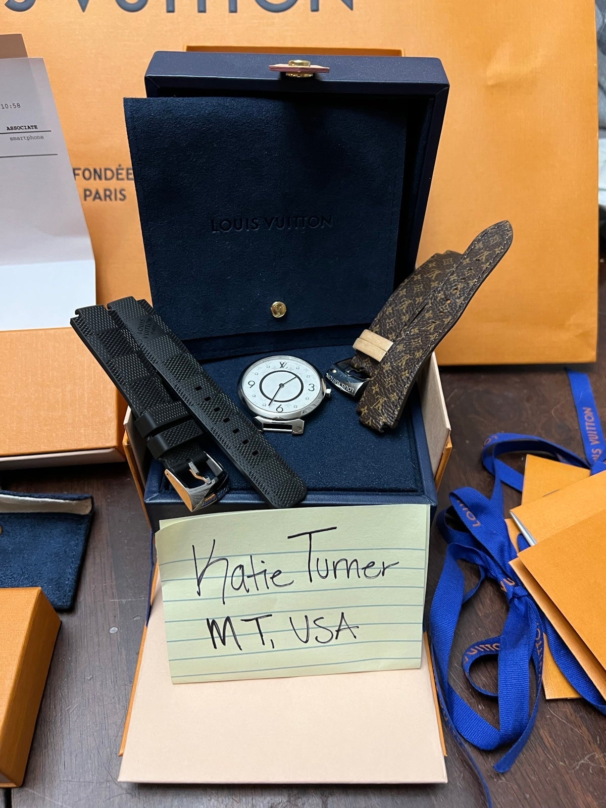 Louis Vuitton Tambour Slim Monogram 39.5 Watch with two sets of straps