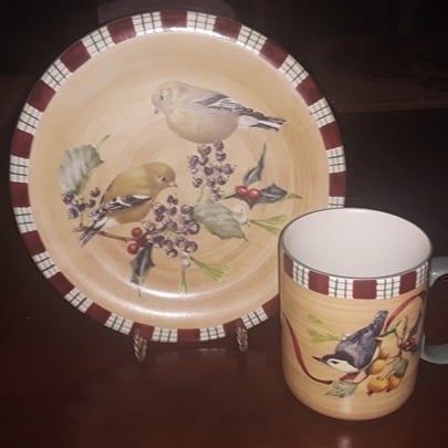 Lenox Winter Greetings Salad Plate and Coffee Mug.