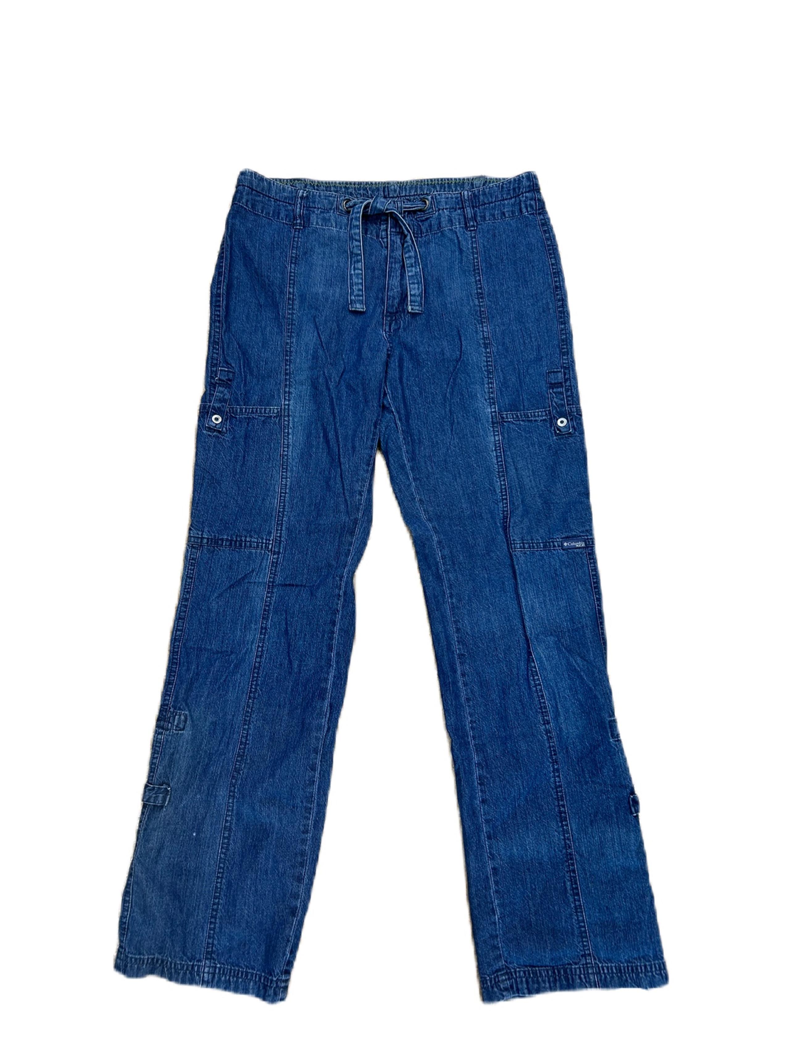Columbia XCO Womens Size PS Chambray Cargo Pants Tie Waist Utility Convertible