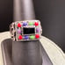 Vintage Old Pawn Sterling Multistone Heart Themed Ring