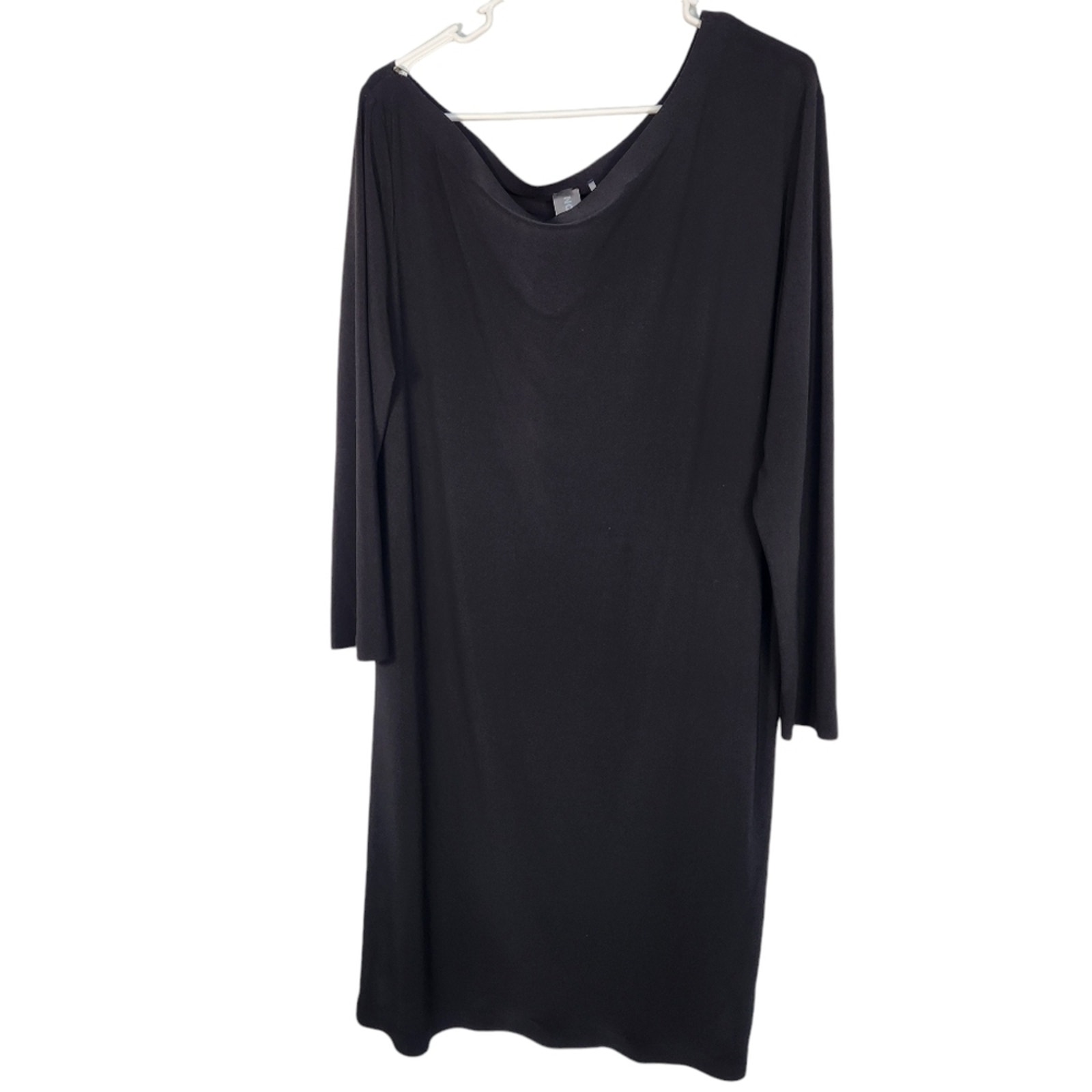 NORMA KAMALI Stretch Black Knee Length Asymmetrical Dress L Evening Cocktail