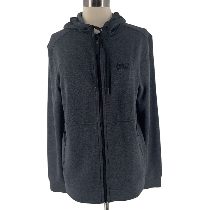 Jack Wolfskin Full Zip Dark Grey Hooded Fleece C Nanuk Dynamic Jacket Men's M