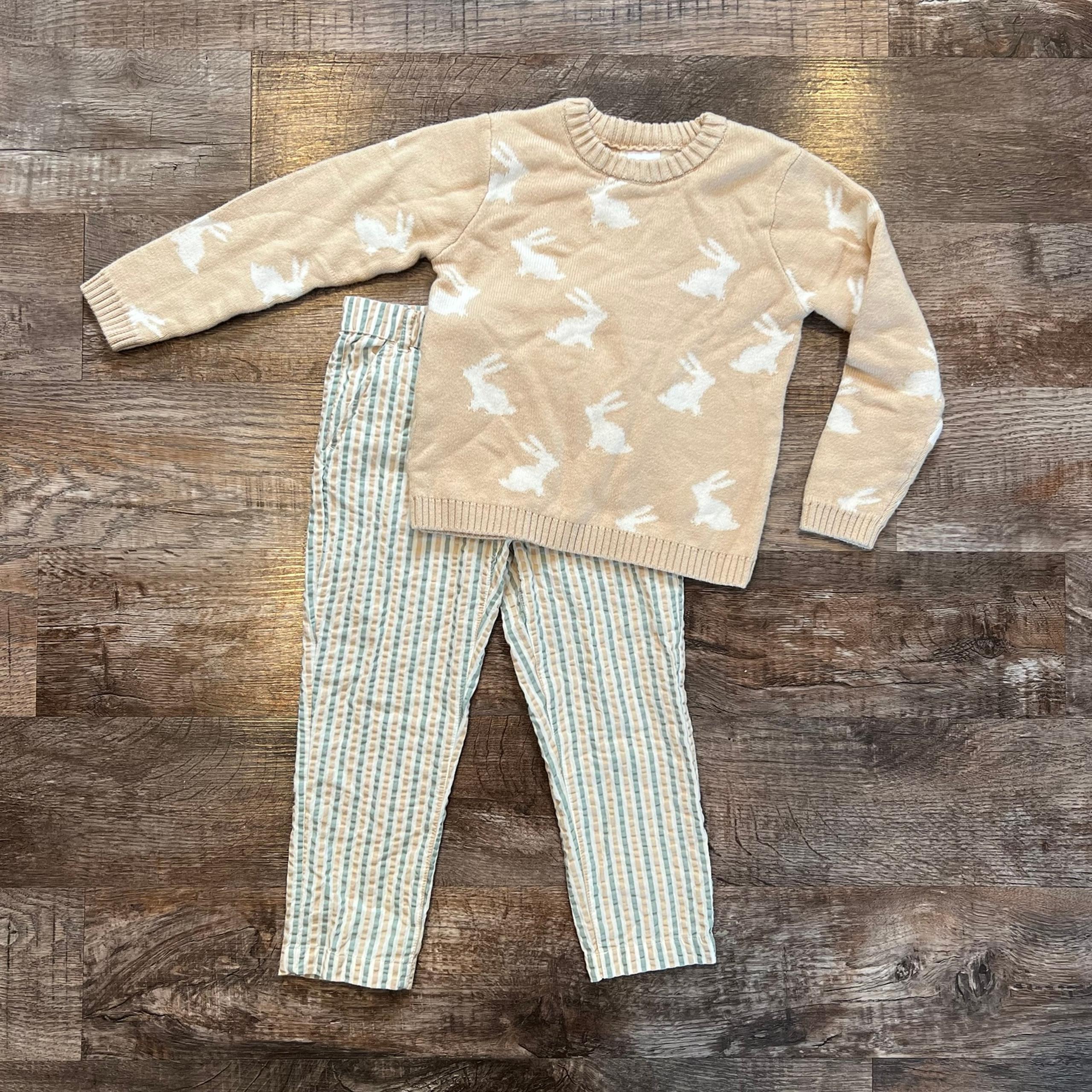 NWOT Wonder Nation Toddler Boy Easter Sweater and Striped Pants Outfit Size 5T