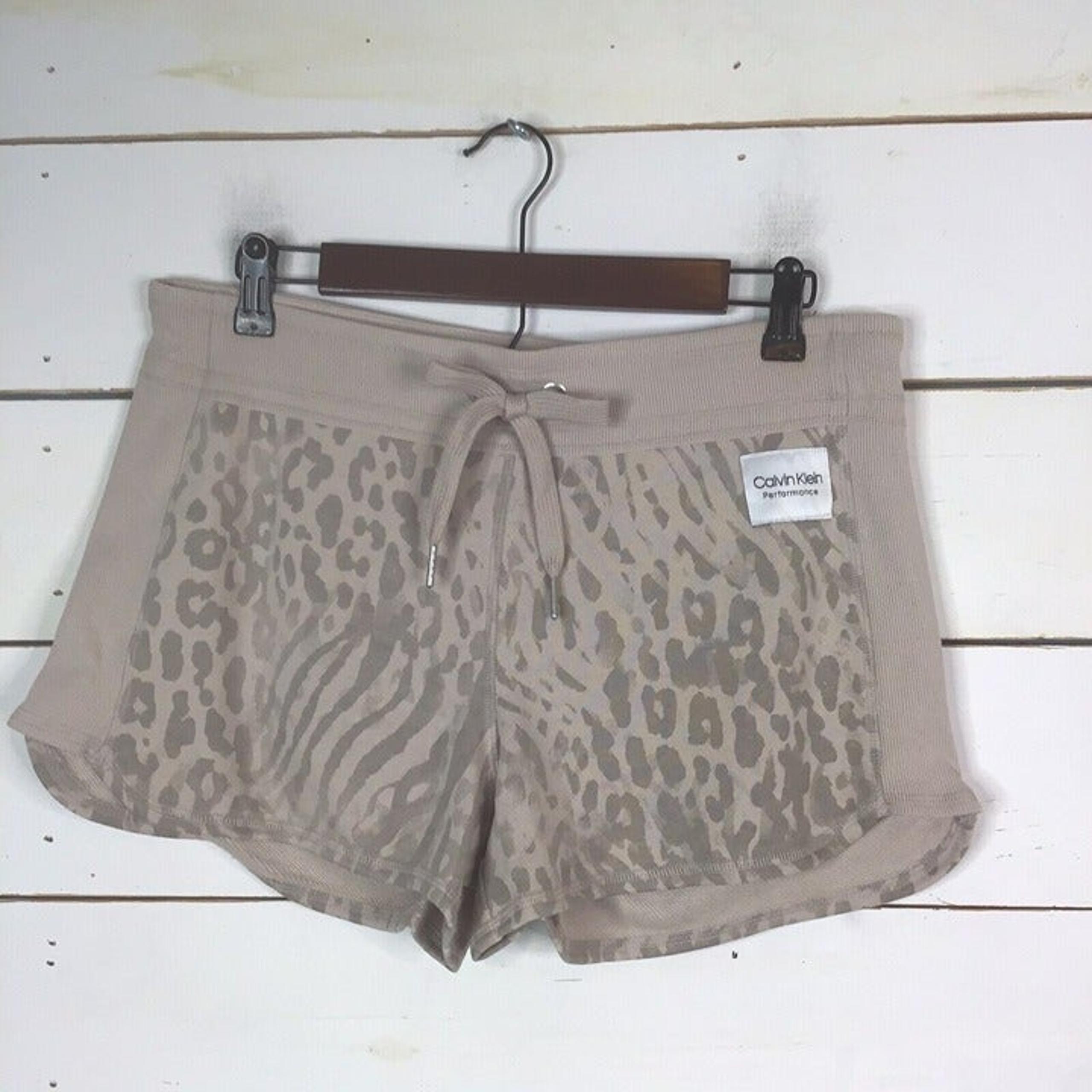 New Calvin Klein Terry Shorts Activewear Tan Beige Women's Medium