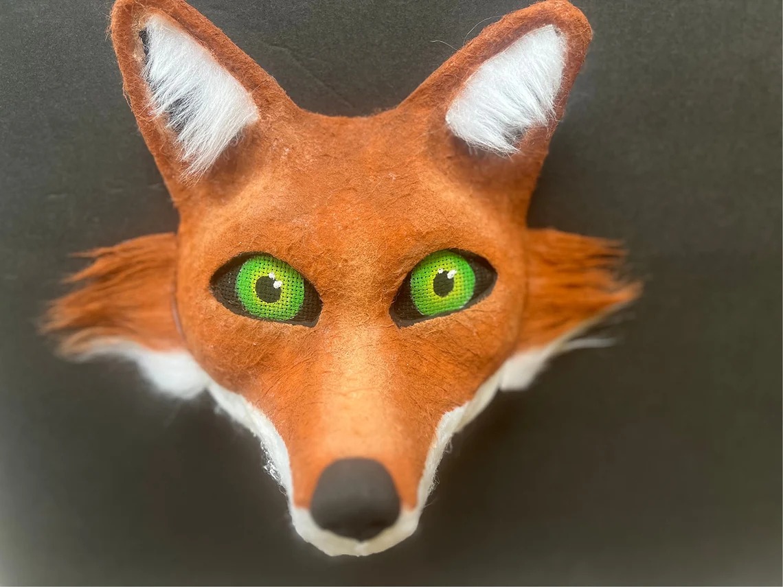 felted fox therian mask