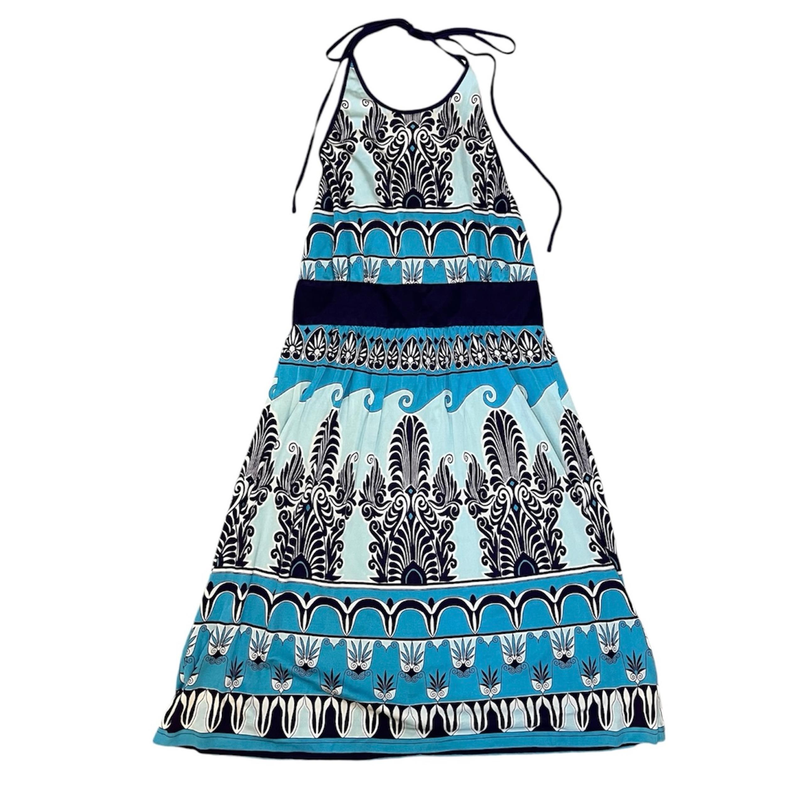 TORY BURCH | Blue Paisley Halter Silk Dress Size S