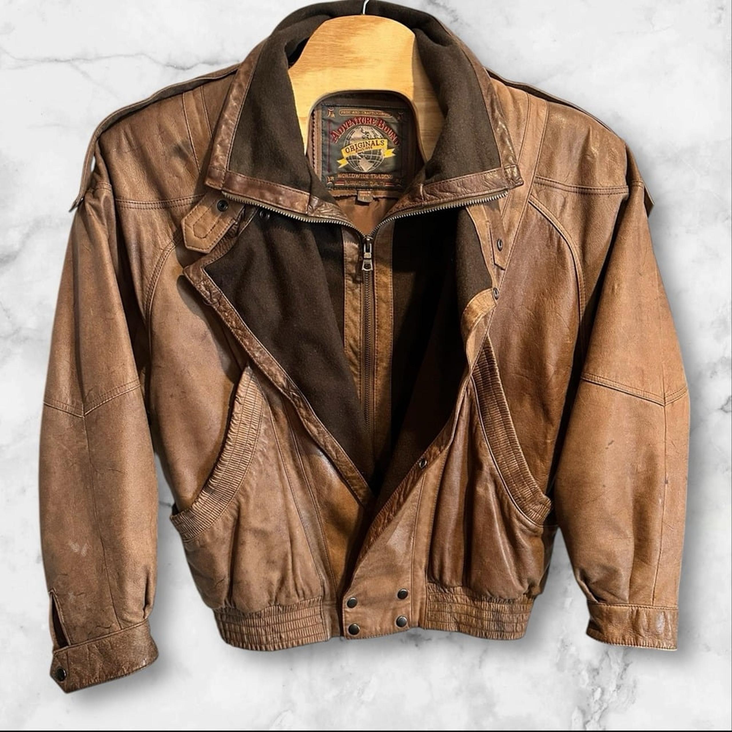 Adventure Bound Vintage Leather Wool Men's Loathe Brown Jacket