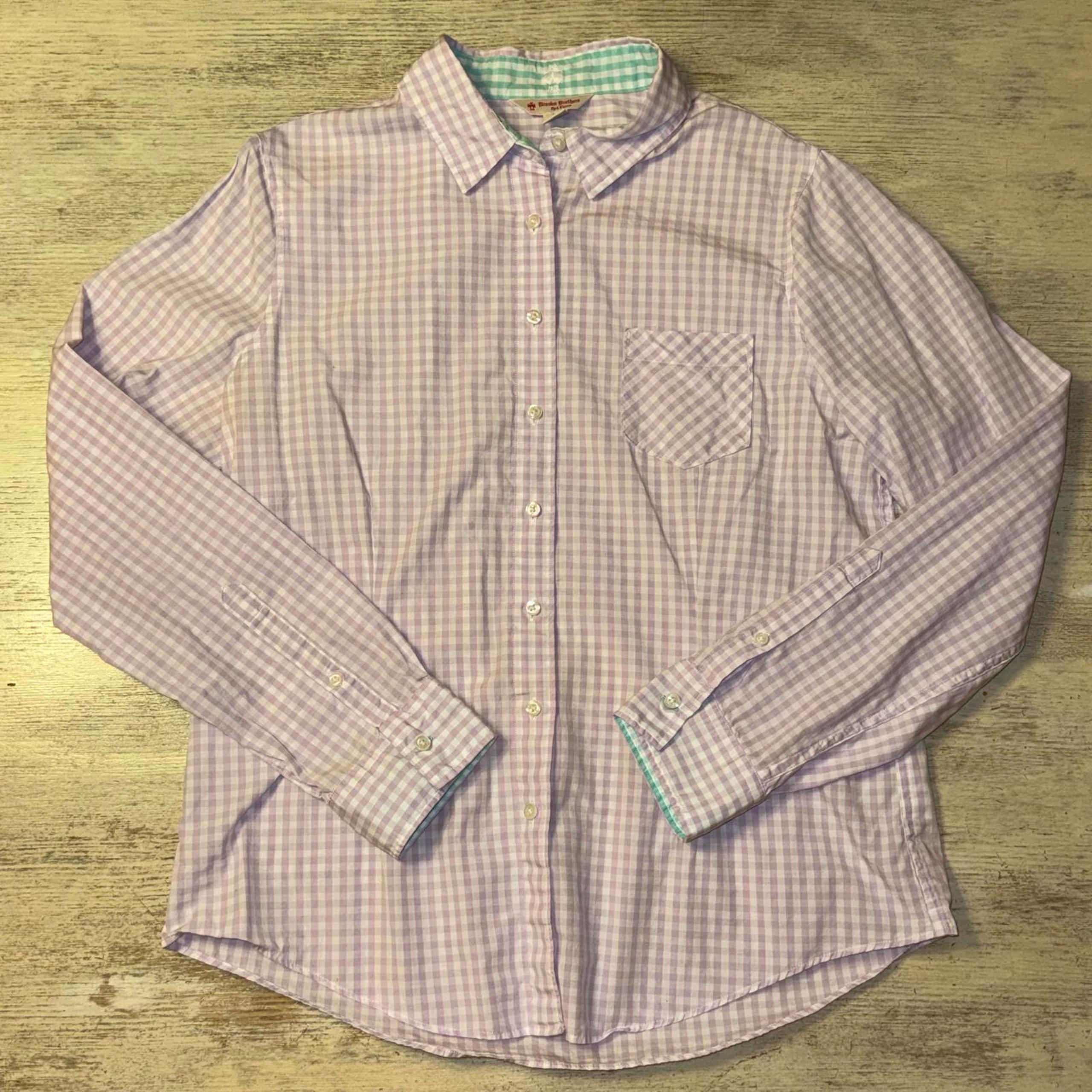 EUC Womens Brooks Bros Purple Gingham Button Down Shirt Size 12 - Brooks Brothers