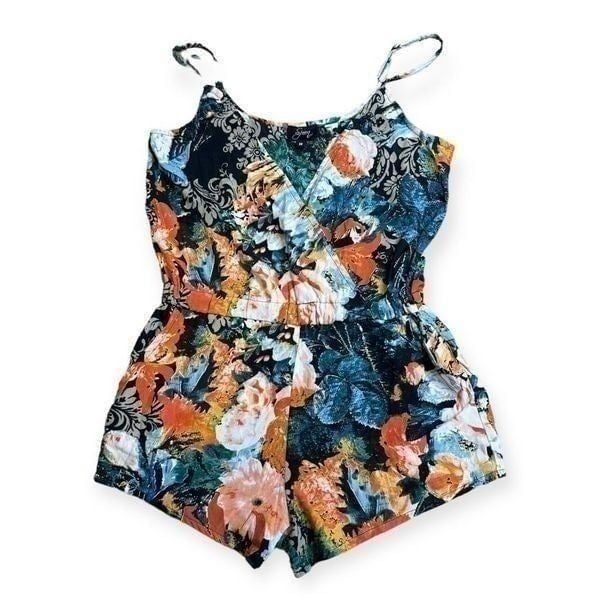 Spicy Women's Multi-Color Floral Print Sleeveless V-Neck Romper Medium