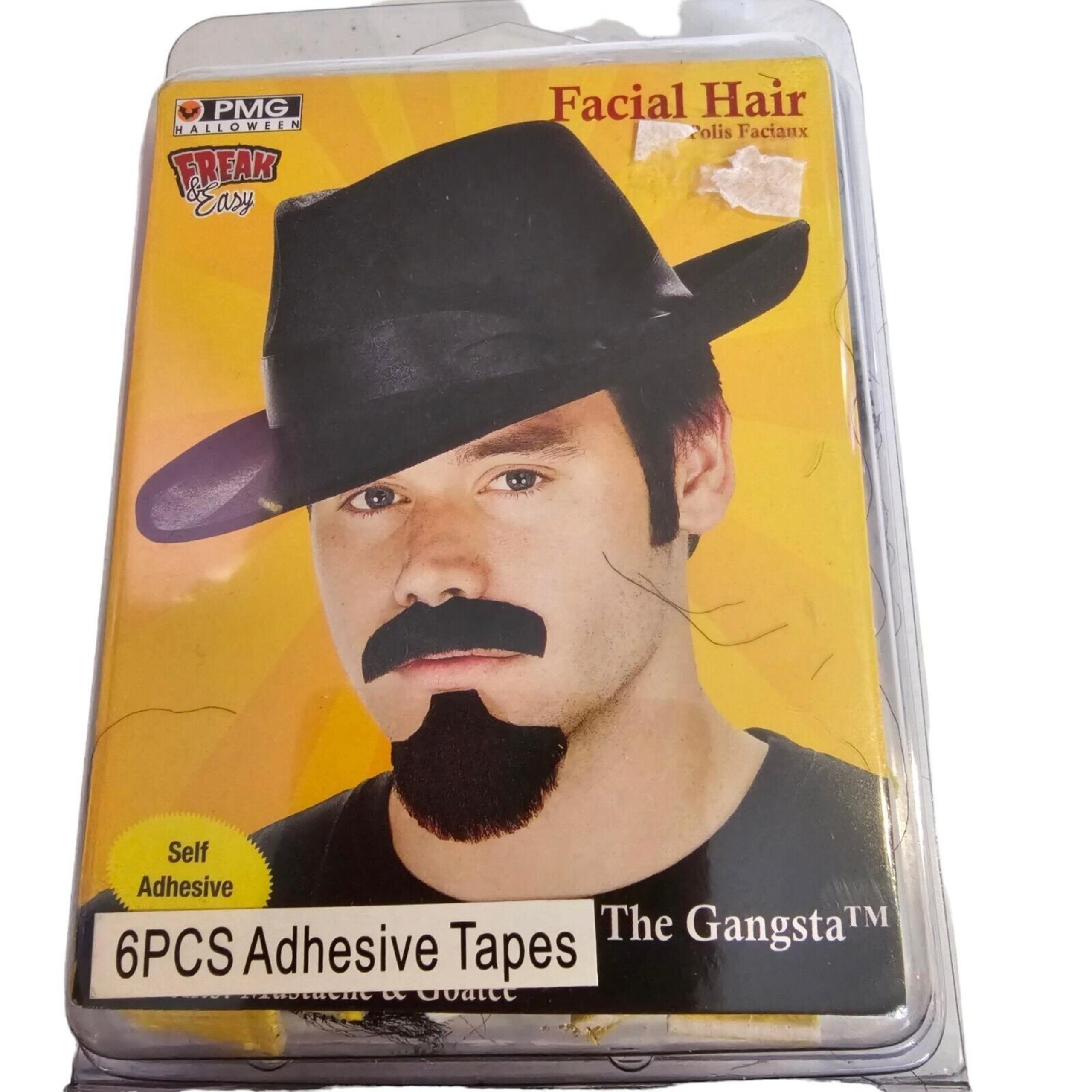 Fake Mustache Self Adhesive Black Gangster Facial Hair Halloween Costume