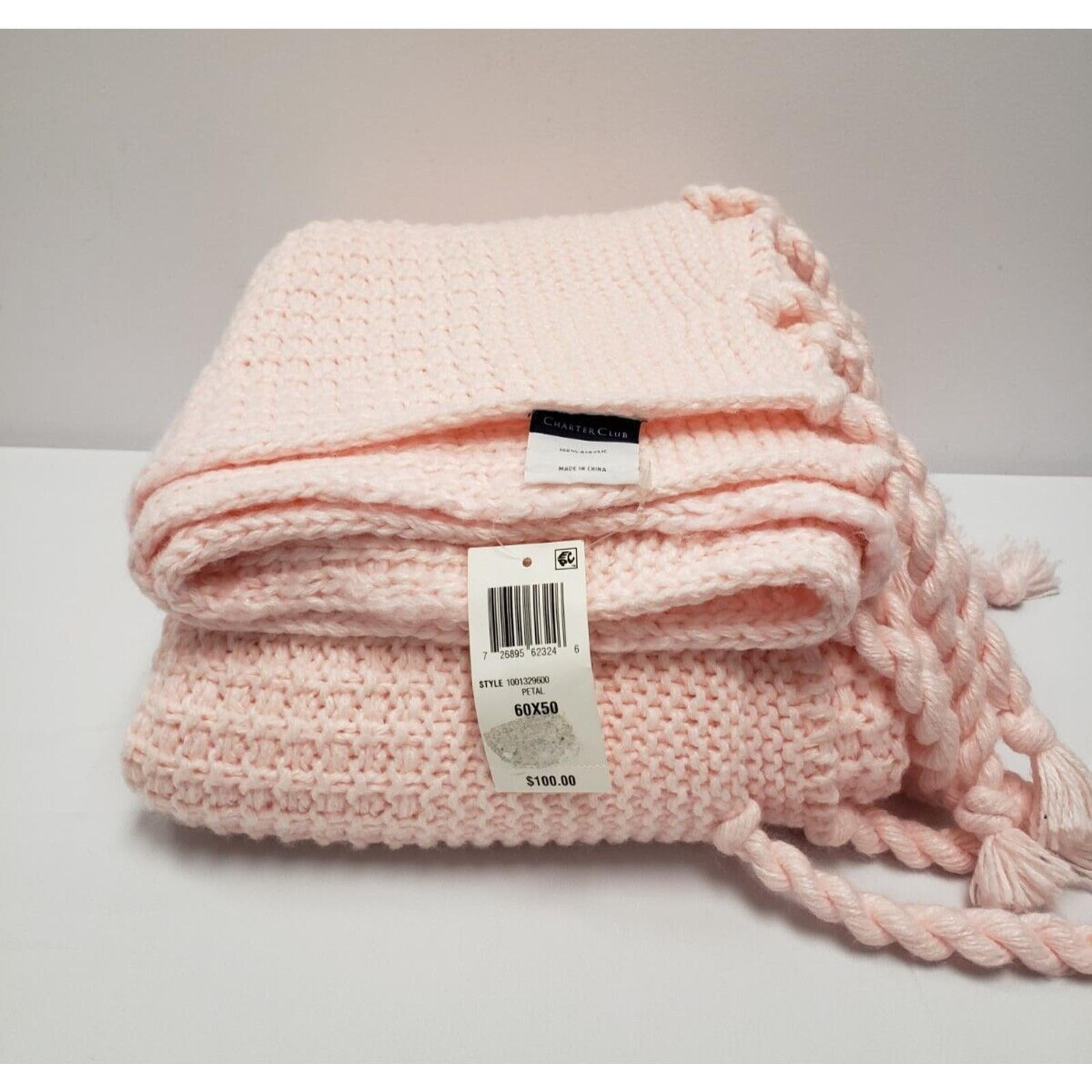 Charter Club Damask Designs Multi-Knit Tassel Throw 50" x 60" Pink
