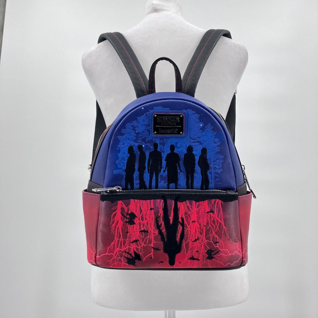 Stranger Things Loungefly Mini Backpack Red Blue Upside Down Shadows Debossed