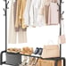 Garment Rack Free-Standing Clothes Rack w/Top Rod, Lower Storage & 6 Hooks - NEW