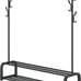 Garment Rack Free-Standing Clothes Rack w/Top Rod, Lower Storage & 6 Hooks - NEW