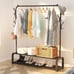 Garment Rack Free-Standing Clothes Rack w/Top Rod, Lower Storage & 6 Hooks - NEW