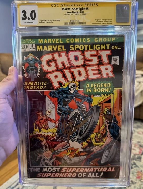 Marvel Spotlight #5 CGC 3.0 Signed By Roy Thomas 1st Johnny Blaze Ghost Rider