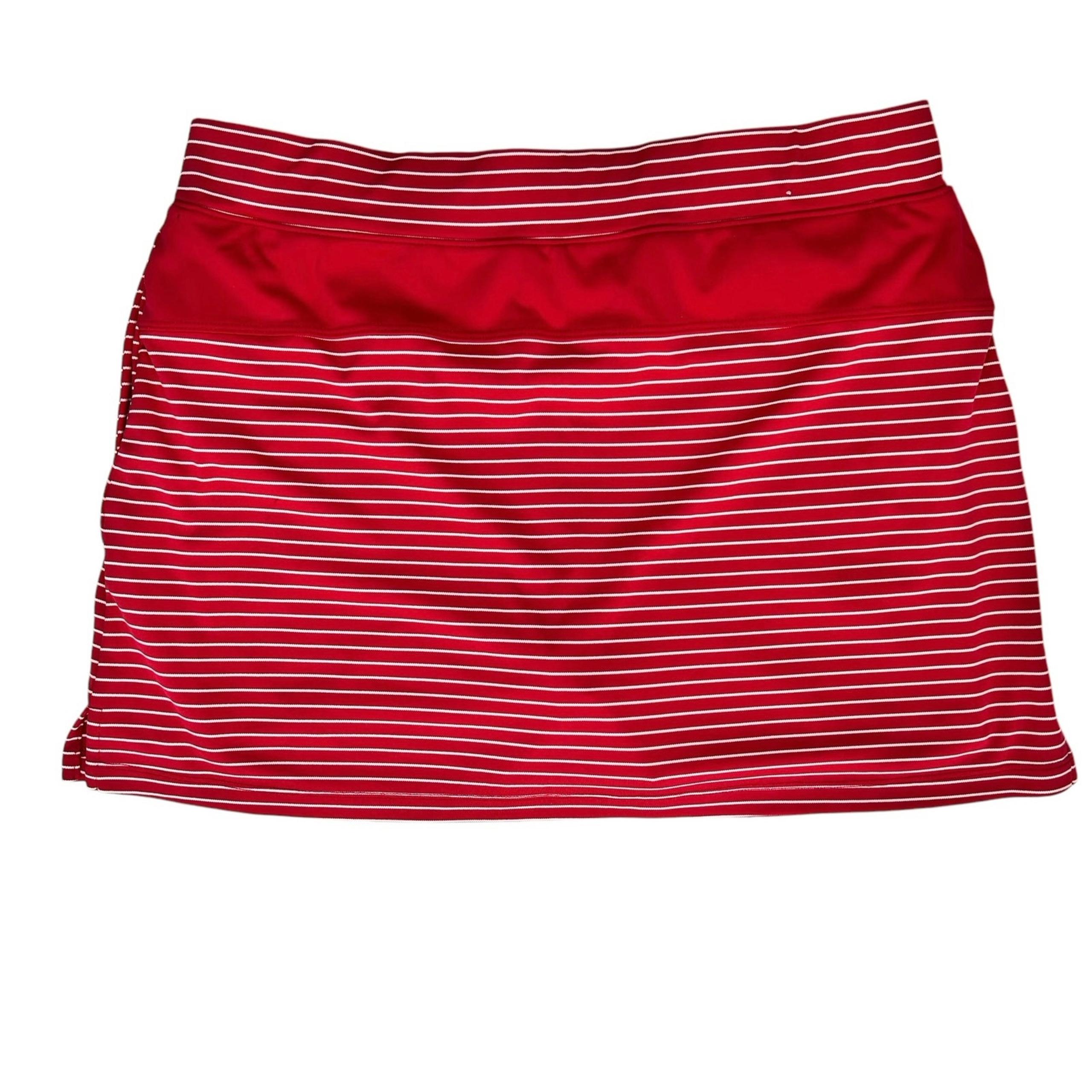 Golf Skorts Womens Large Stretch Red White Stripe Activewear Casual READ - IZOD