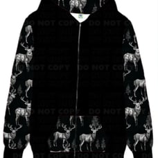Classic Black Deer Zip-Up Hoodie 2 size options