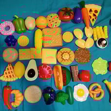 JOYIN 50 Pieces Kids Plastic Play Food Toys, Fake Food, Pretend Kitchen Playset,