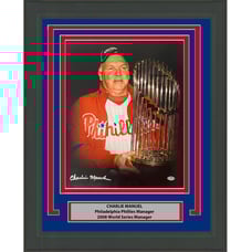 Framed Autographed/Signed Charlie Manuel 2008 World Series Philadelphia Phillie