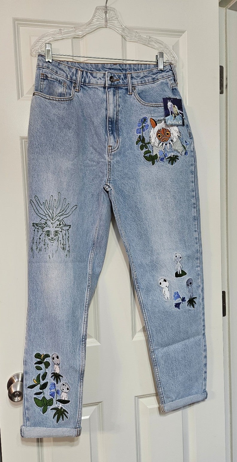 Studio Ghibli Princess Mononoke Embroidered Mom Jeans Size Large/11