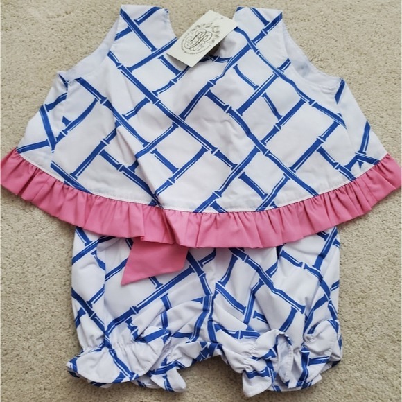 NWT The Beaufort Bonnet Company Susy Swing Top Set Bamboo/Hot Pink sz18-24m