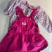 Oshkosh b'gosh Girls Hot Pink Floral Two Piece Overall Jumper Dreds 12 Months