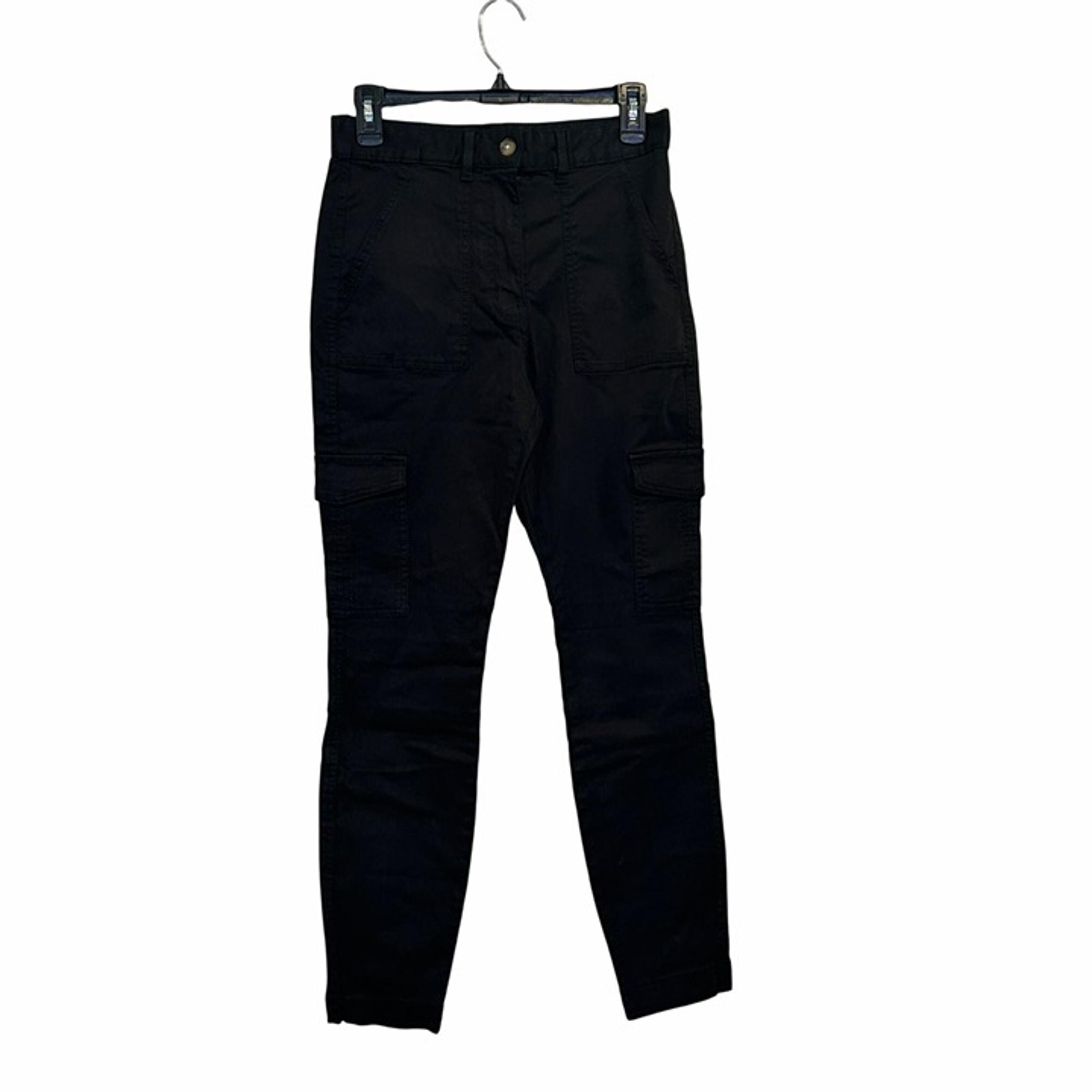 ✨H&M Size 6 Women Black Cargo Pants Cotton With Pockets & Button Closure✨