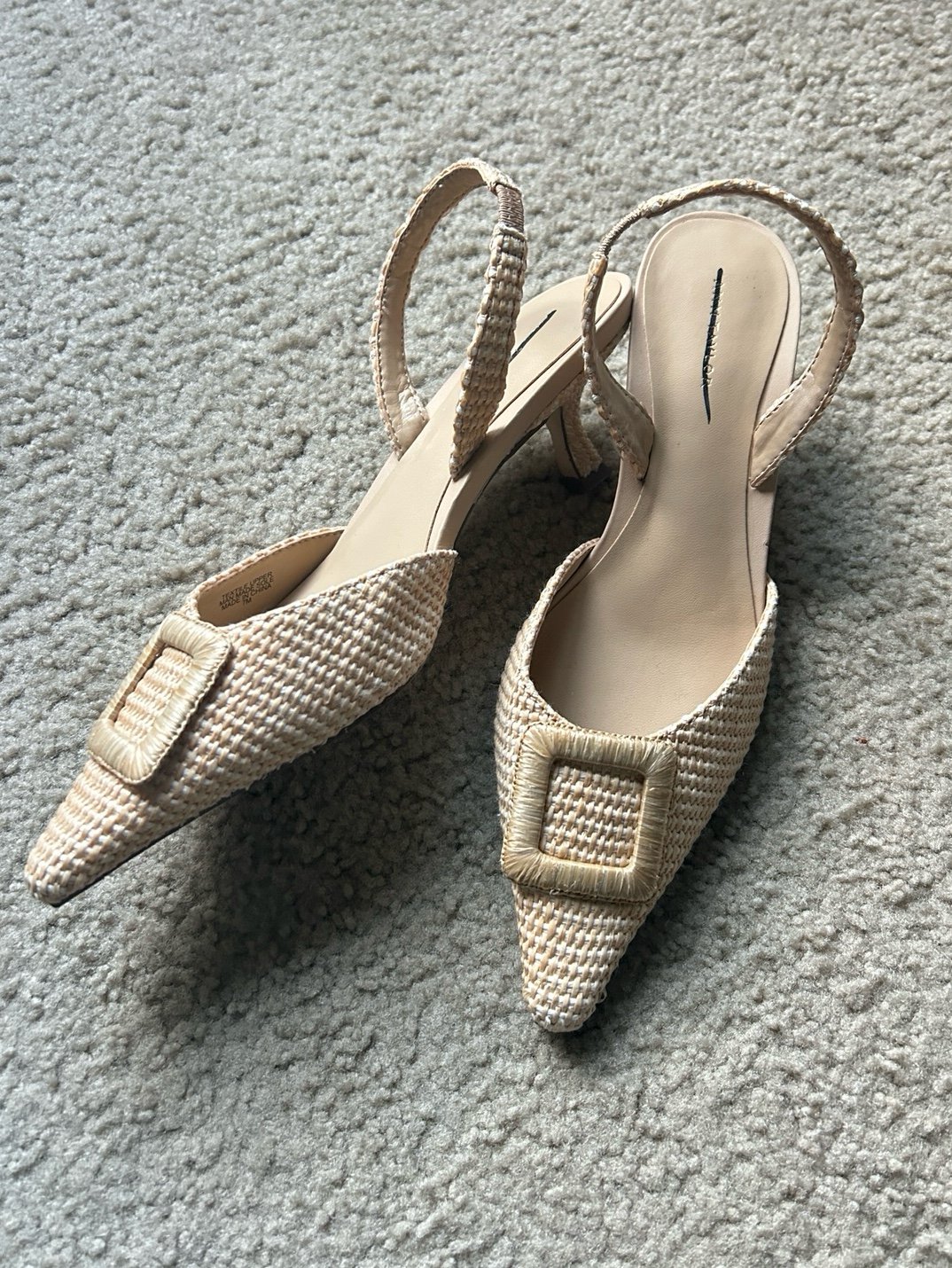 Ann Taylor Raffia Slingback Kitten Heels