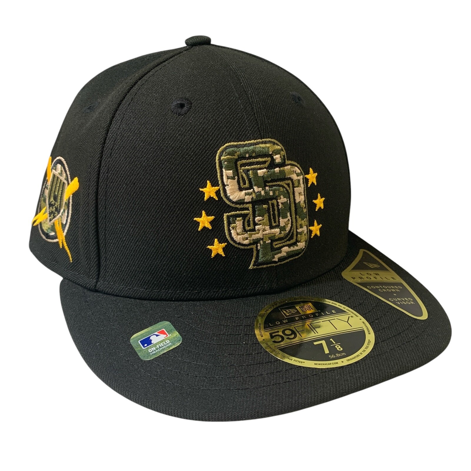 San Diego Padres New Era 59FIFTY Armed Forces Day Low Profile Black Cap 7 1/8