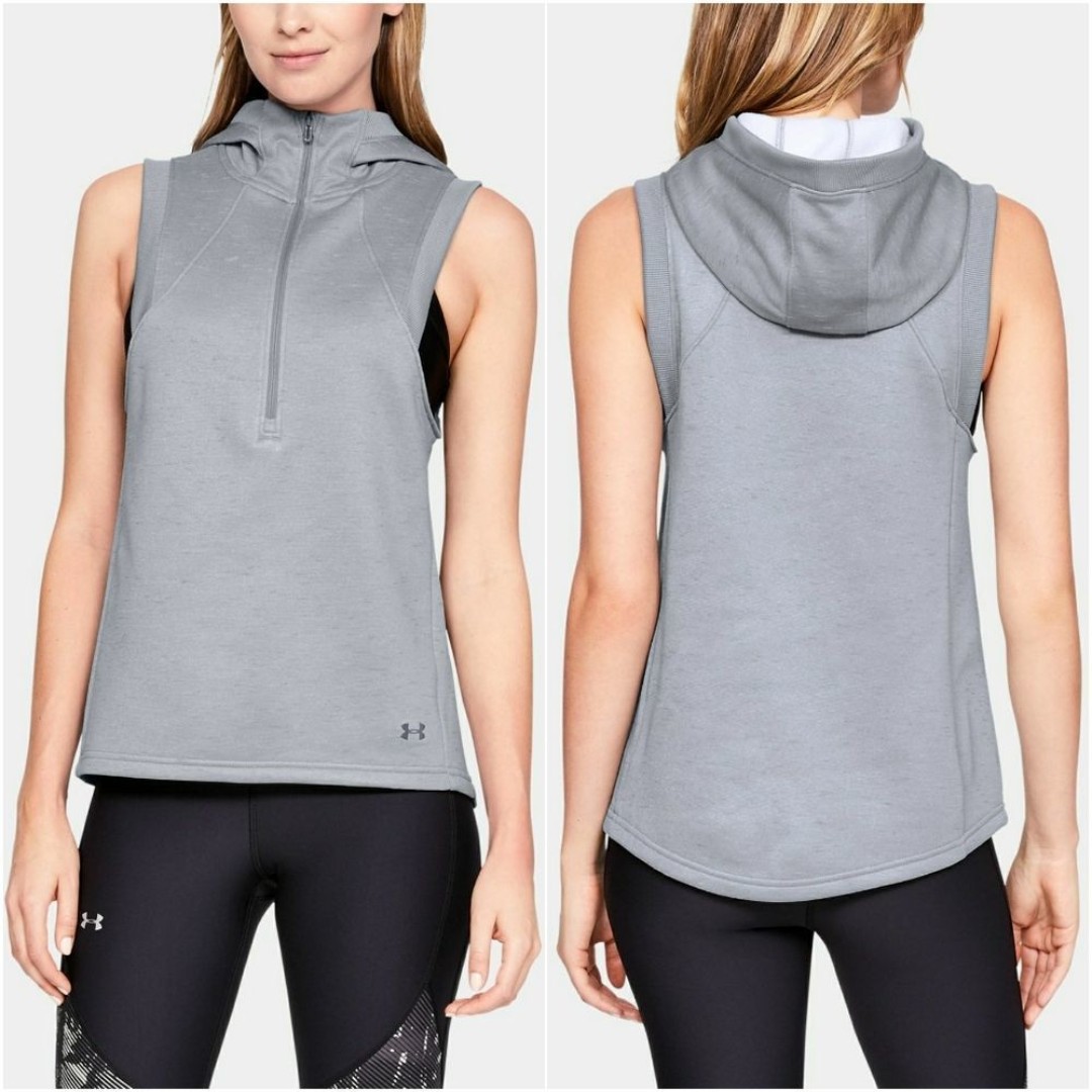 New! UNDER ARMOUR Women's Half Zip Hooded Fleece Active Vest Moisture Wicking M