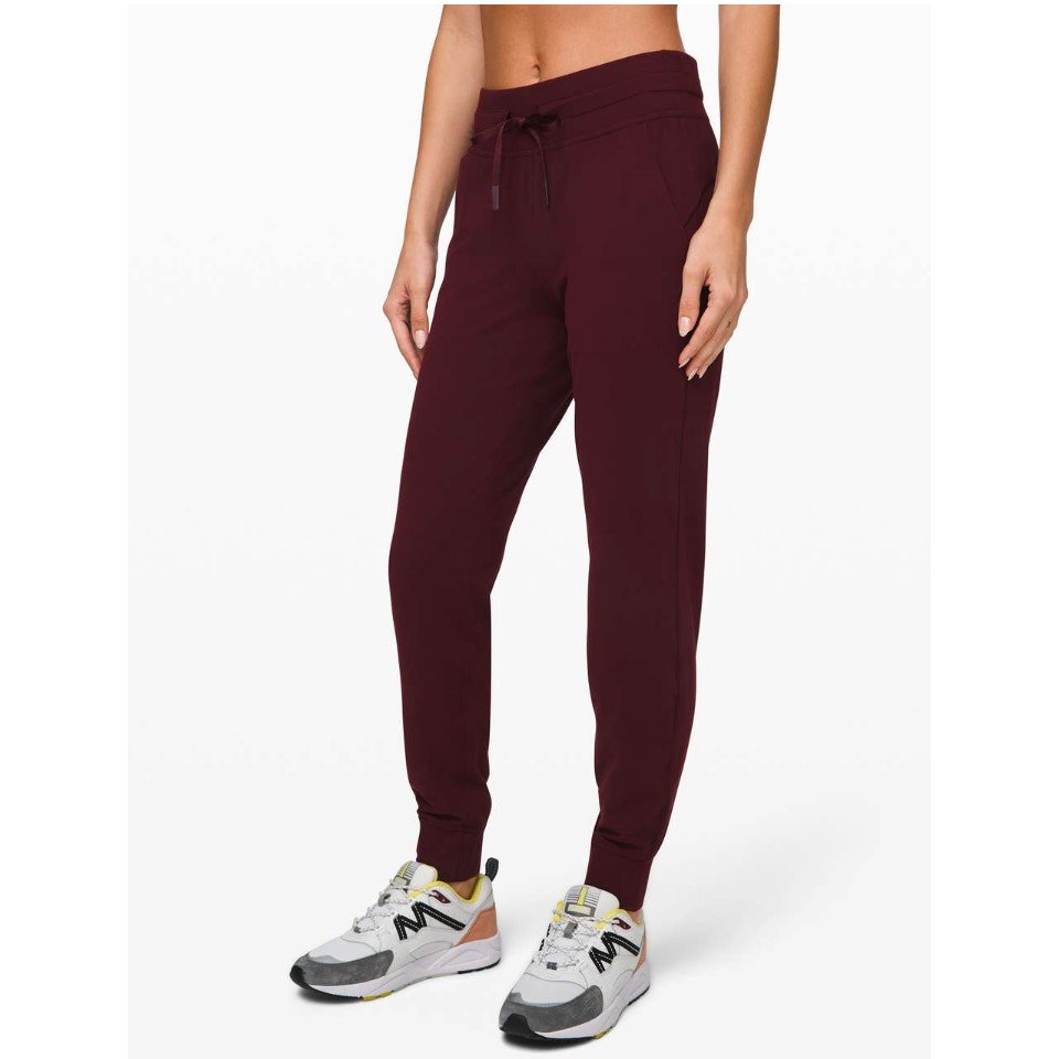 LULULEMON Ready to Rulu High Rise Drawstring Jogger Pants in Maroon Garnett // 4