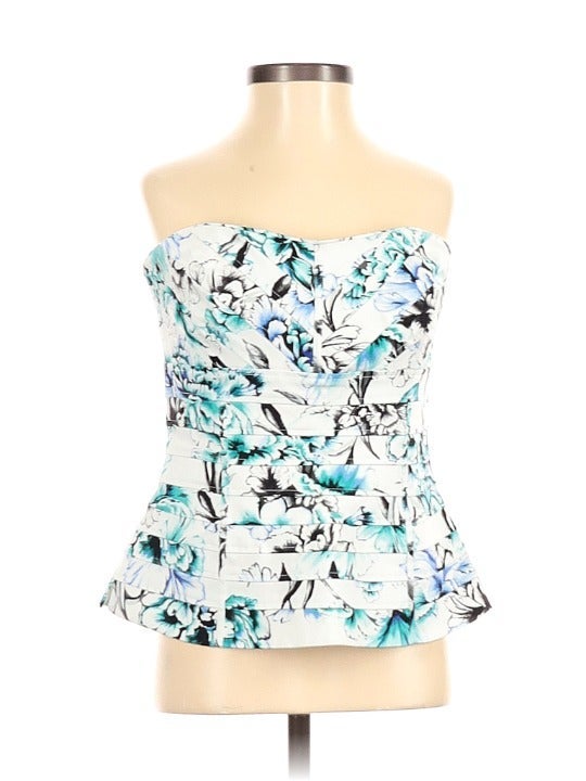 White house black market strapless floral top Floral Print Bustier SZ: 6