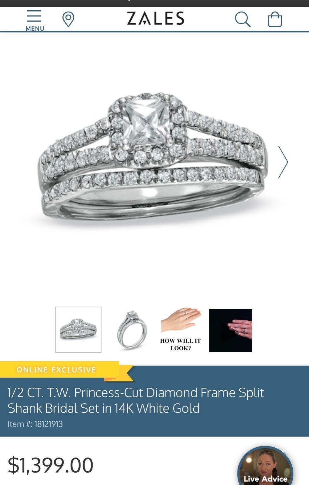 1/2 CT. T.W. Princess-Cut Diamond Bridal
