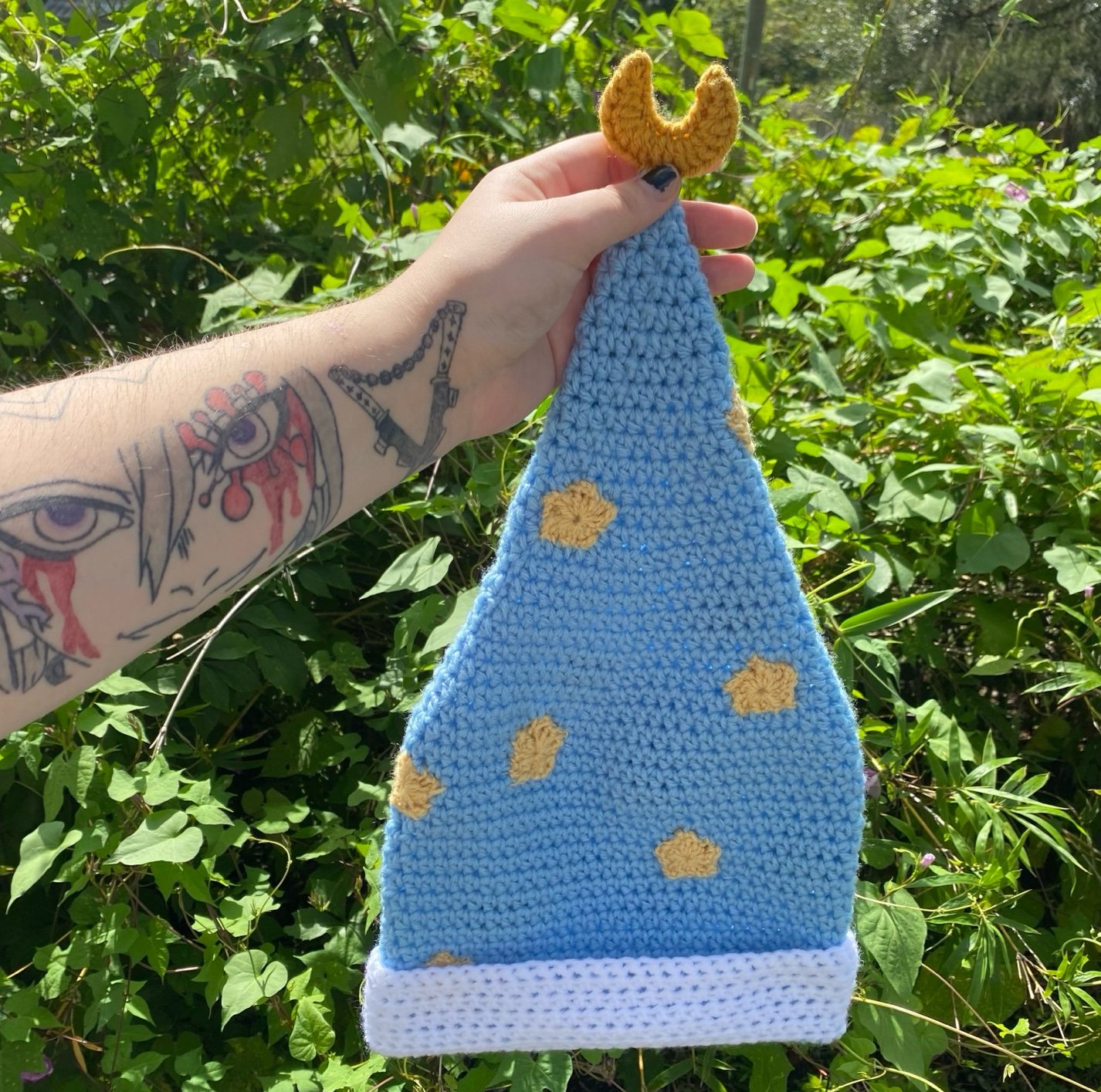 Crochet Light Blue Moondrop Hat (Adult Size)