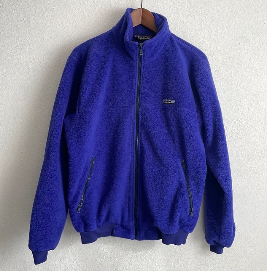Vintage 80’s Patagonia Zip Up Fleece Jacket Deep Pile Blue Violet Color Medium