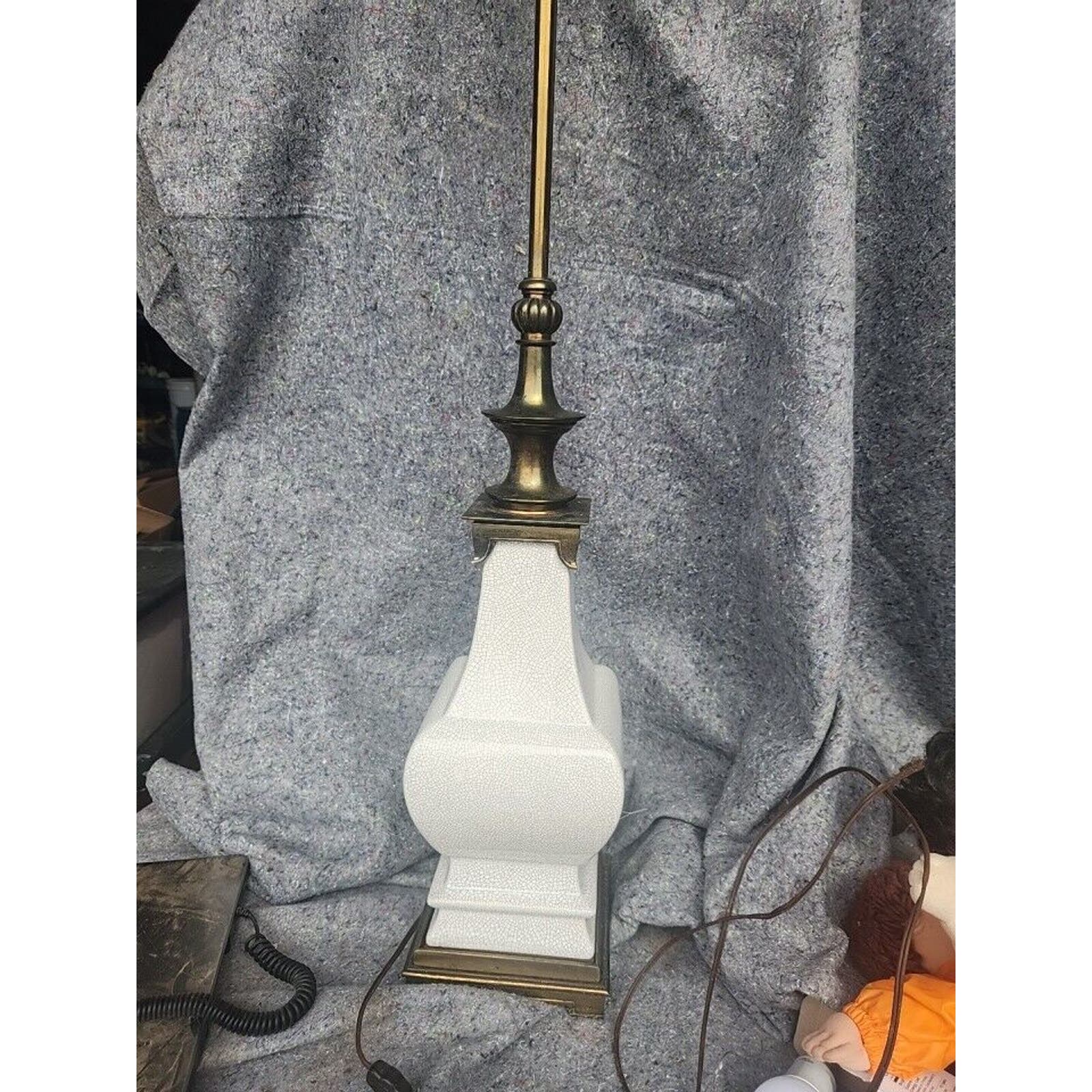 Asian Style White Crackle Ceramic Lamp by Stiffel