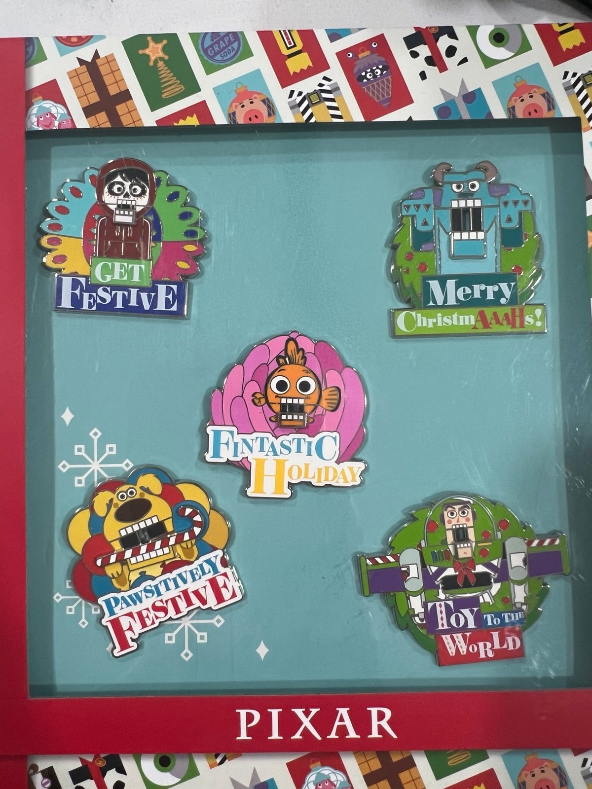 Disney Parks 2022 Christmas Nutcracker Pixar Nemo Buzz Box Set Slider LE Pin
