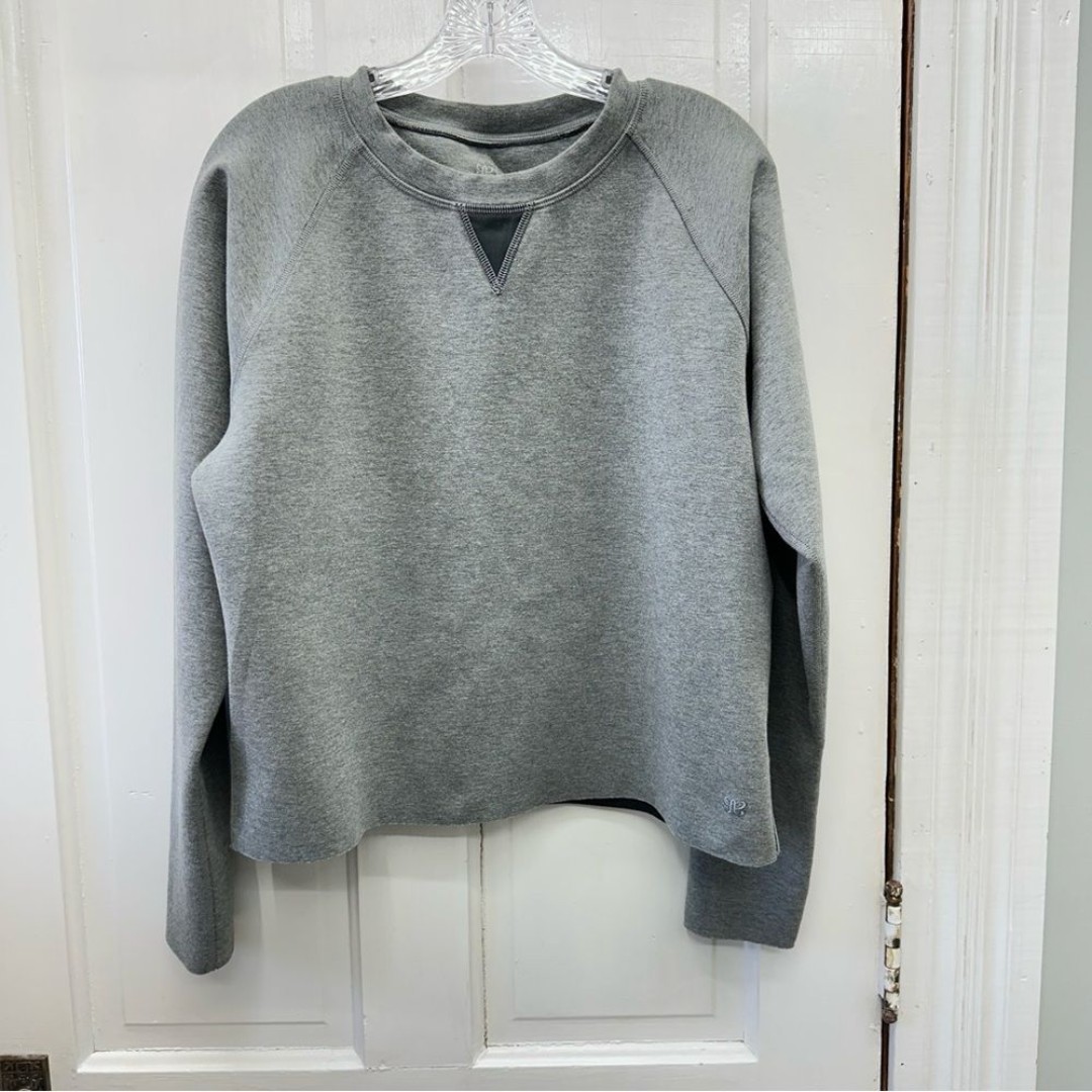 Albion cropped raw hem pullover sweatshirt women's large grey