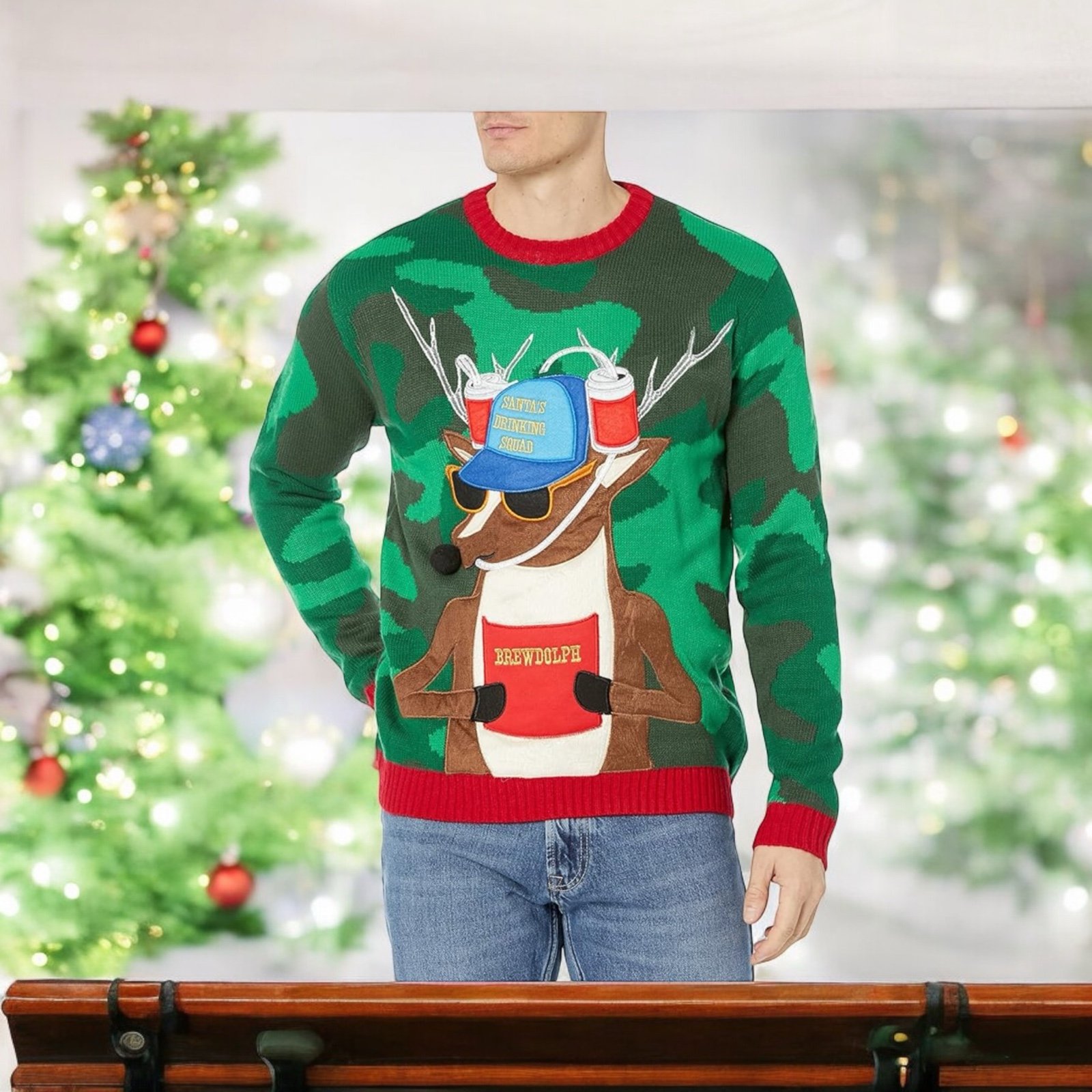 Blizzard Bay Ugly Christmas Sweater Men Size S Long Sleeve Pullover Reindeer