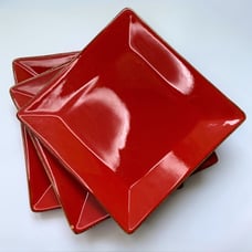 VIETRI 3 Large Square Rosso Vecchio RETIRED Red Glaze Pottery Plates Italy