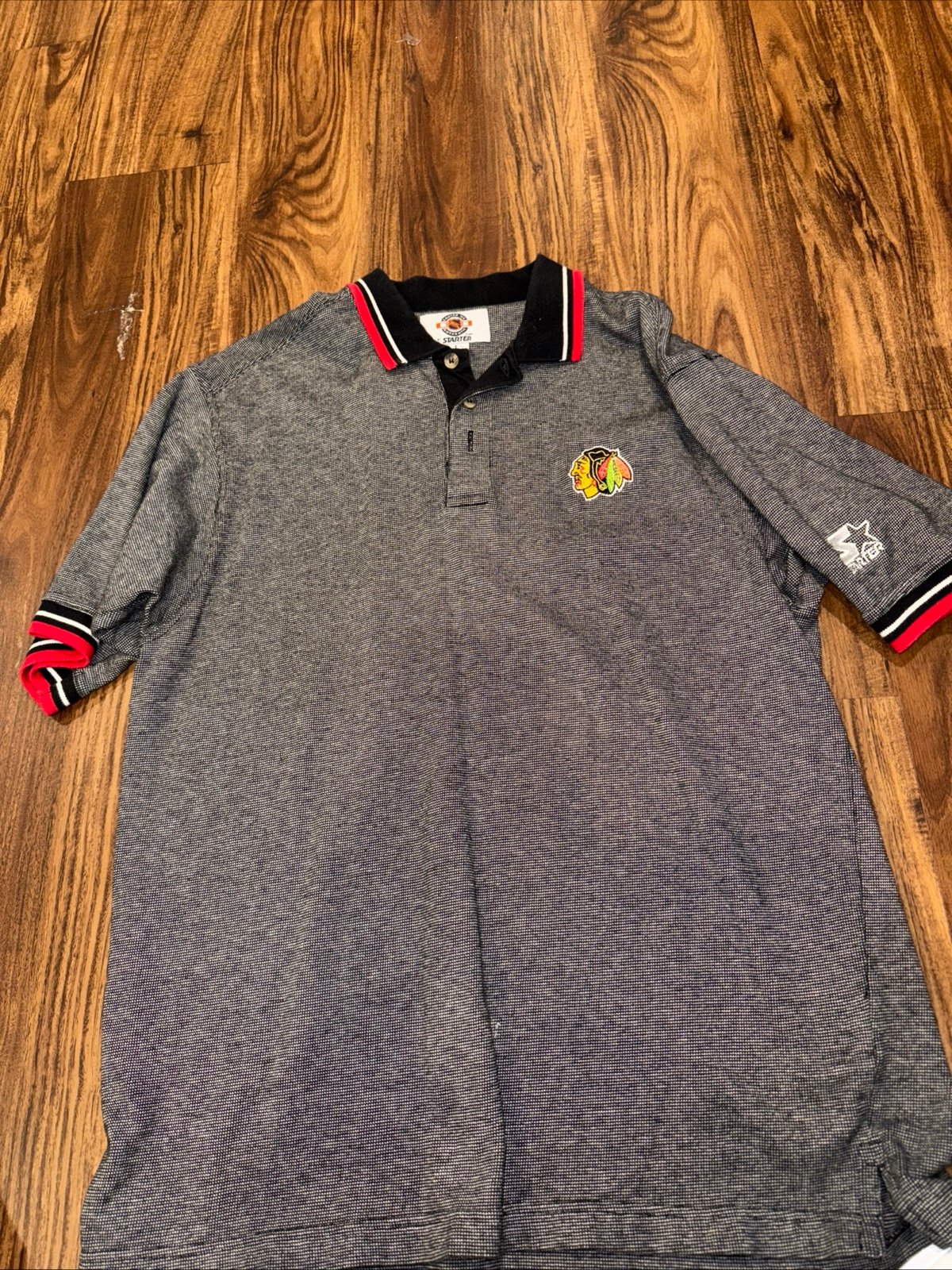 Vintage Starter Chicago Blackhawks Center Ice Authentic NHL Polo Shirt Size L