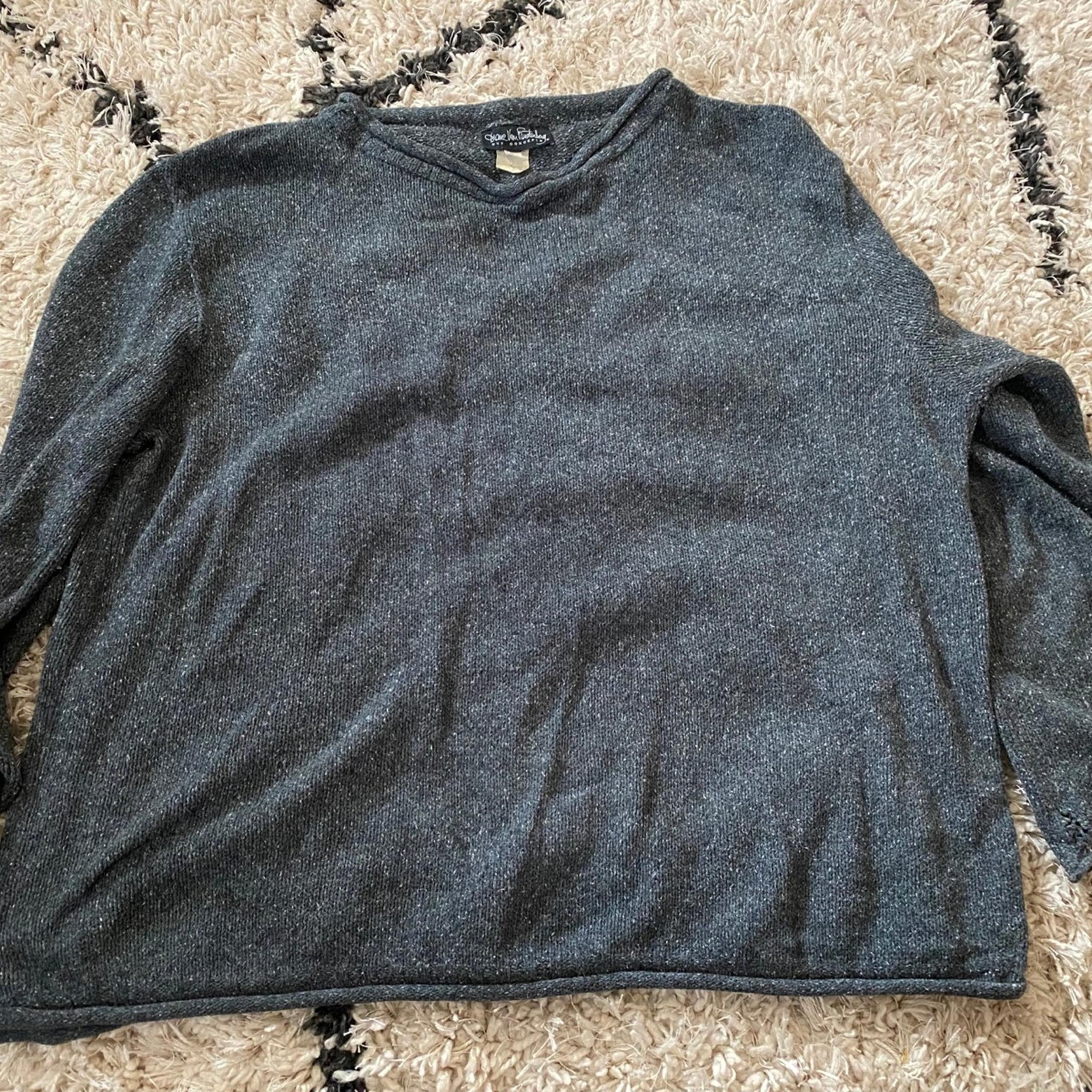 Diane Von Furstenberg Charcoal Cotton Sweater Size Large