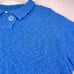 Vintage PERSPECTIVE Womens XXL Plus Blue Sweater Boucle Popcorn Knit Top Button