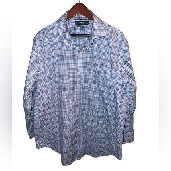 Lauren Ralph Lauren long sleeved checked button front neck size 17