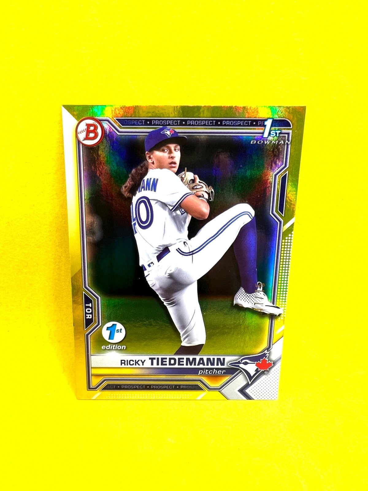 2021 Ricky Tiedemann Bowman Draft Yellow Foil SP