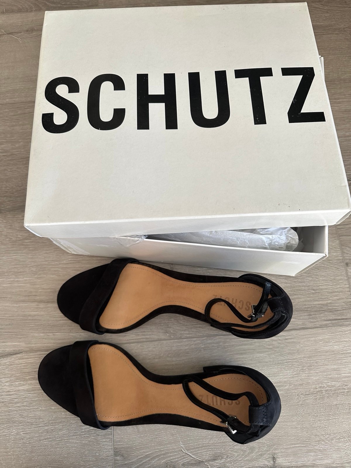 Schutz Chimes Black Nubuck Heels - Size 9.5
