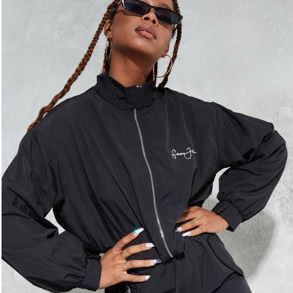 NWT Sean John x Missguided Black Cropped Windbreaker LE 6 / medium