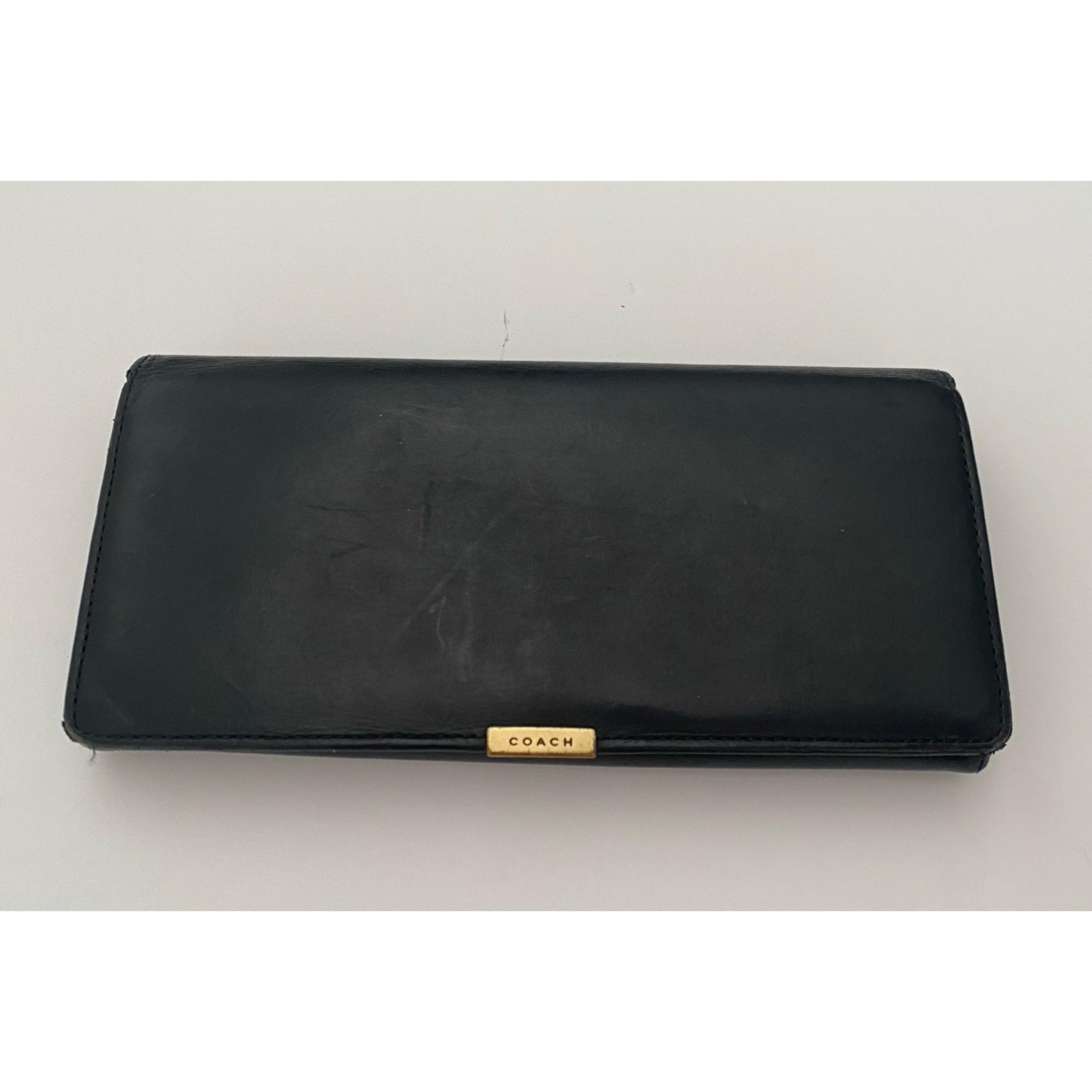 Coach Vintage Soft Black Leather Large Bifold Wallet Gold Hardware Snap Rare