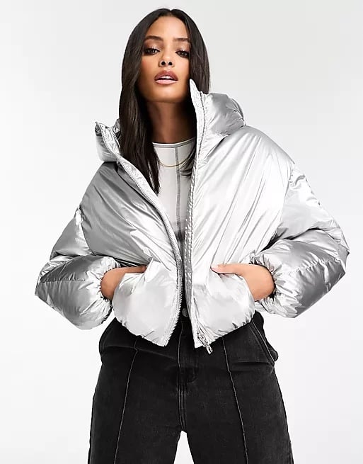 Bershka Silver Puffer Jacket